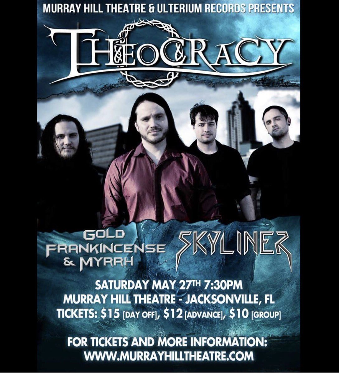mhtrocks's tweet photo. Theocracy, The GFM Band, &amp; Skyliner are all performing tonight! You do not want to miss this! Ticket link in our bio #MHTrocks #iLoveJax https://t.co/72OjZAvyYK