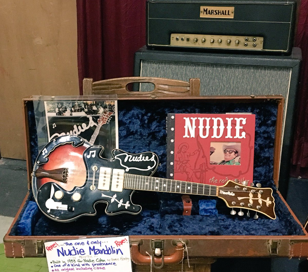 The famous one-of-a-kind #Mosrite Nudie Cohn electric #mandolin made for Nudie in 1953.  An amazing piece of music history only here at ECG!