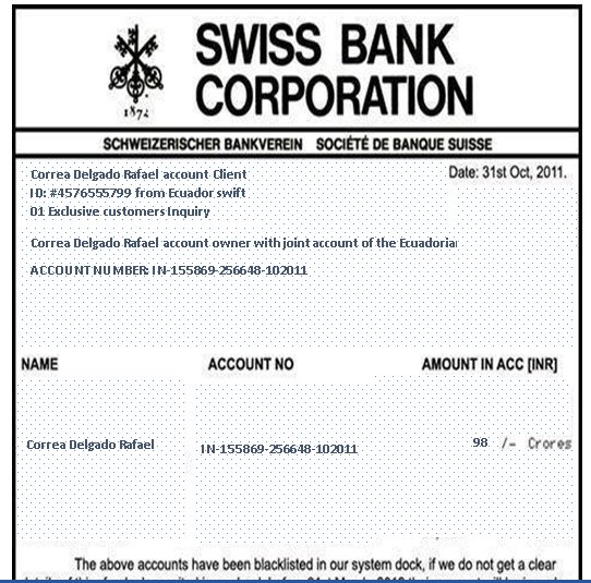 HELIODOPTERO's tweet photo. 14) EXCLUSIVA
Cuenta bancaria secreta de RAFAEL CORREA DELGADO en el Swiss Bank Corporation con depósito inicial de US$1.000 MILLONES. https://t.co/ojDSMpueh7