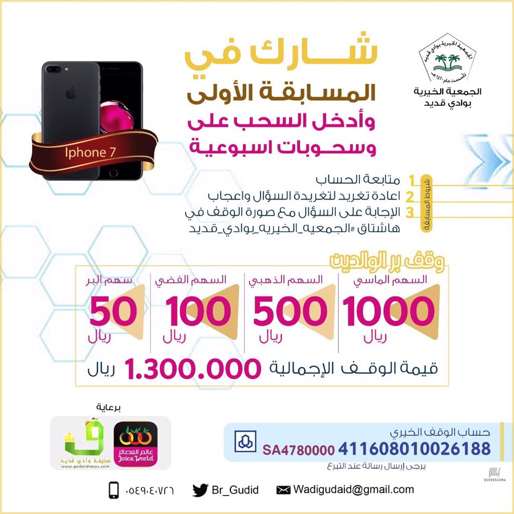 A_ysr's tweet photo. @Br_Gudid #الجمعيه_الخيريه_بوادي_قديد 
@Br_Gudid 
إجابة السؤال 👇🏼
 عدد الايتام : ١٣٤ يتيم https://t.co/HEi43GpUKa
