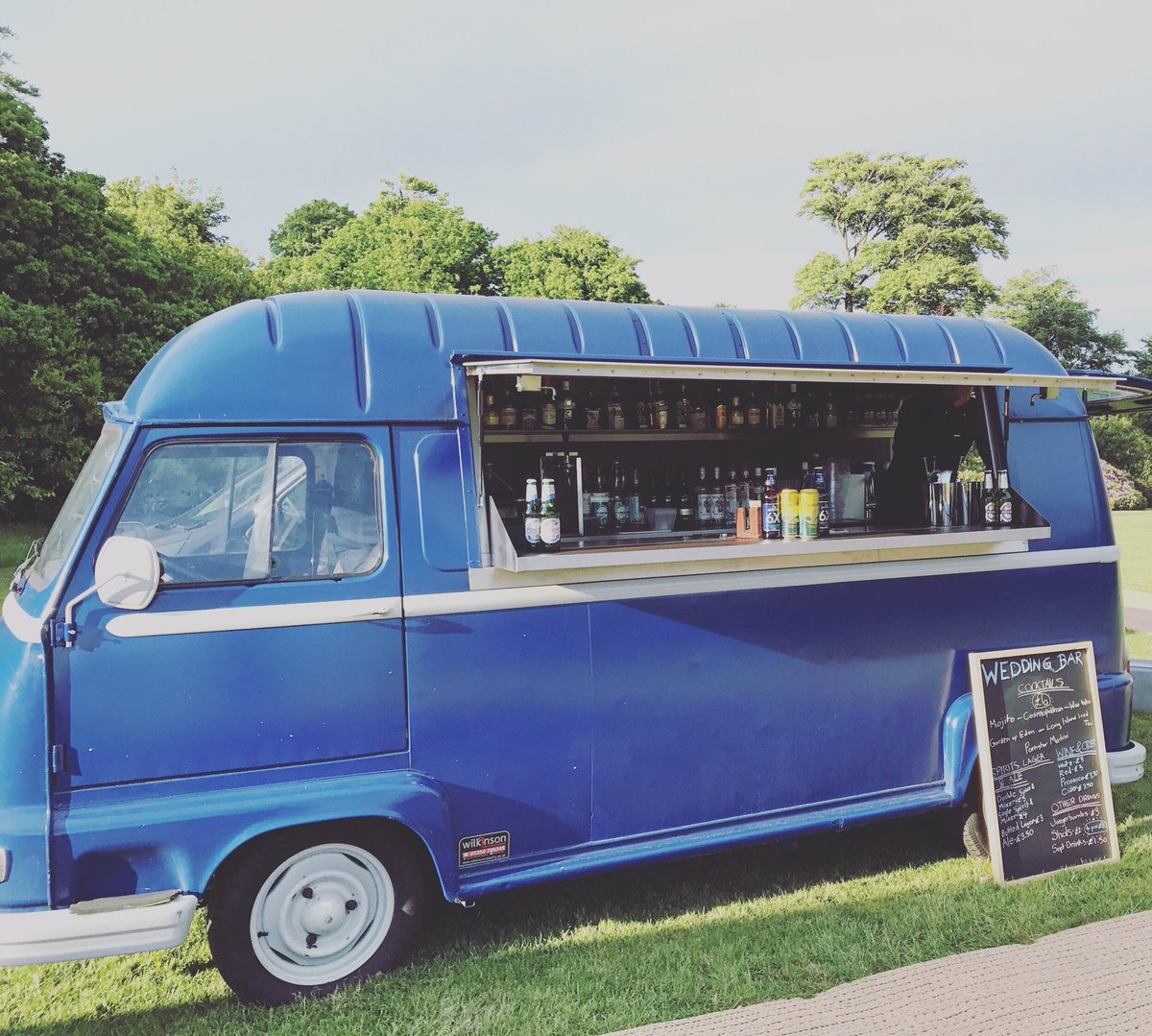 Esther looking great in the sun for a tipi wedding in East Sussex #WeddingBar #BarVan #CocktailBar #ProseccoVan #MobileBar