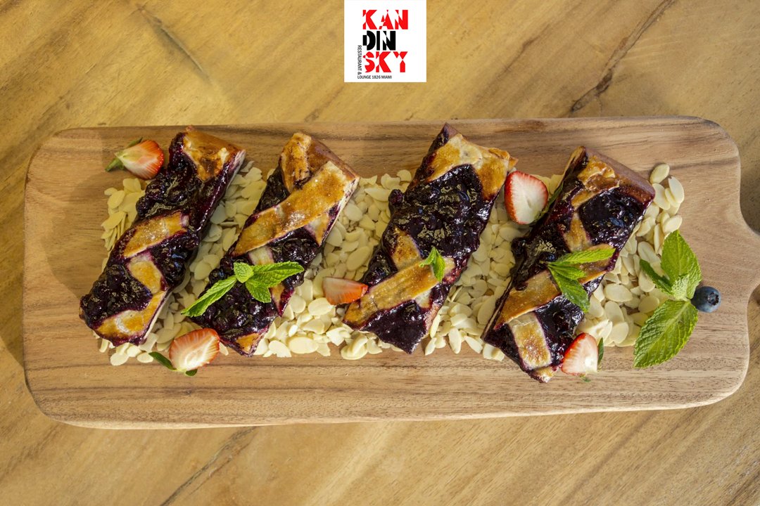 KandinskyMiami's tweet photo. Desserts first! Too bad you can’t taste our Blueberry #Pirogi through the photo. 😊 Not to worry, we’ll save you some! #KandinskyMiami https://t.co/iXjbRihCBe