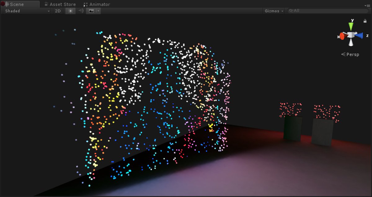 pigselated's tweet photo. Points used for importance sampling emissive objects. #hackweek2017 with @eric_heitz, @_Laurent #programmerart @unity3d @globalillumination https://t.co/vNs2aurleY