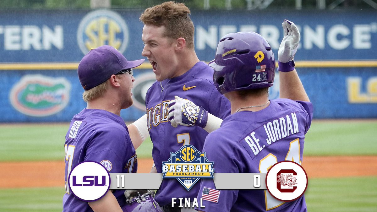 SEC's tweet photo. Geauxing to the championship! 

For the first time since 2014, @LSUbaseball will play for the trophy. https://t.co/l6aabBFjGC