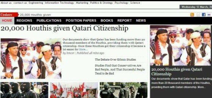 randomspotligh1's tweet photo. #Qatar grants 20000 #Houthis nationality &amp; supports them financially, according 2 a report issued by #BritishCenter4MiddleEastStudies https://t.co/2PhInX4vMv