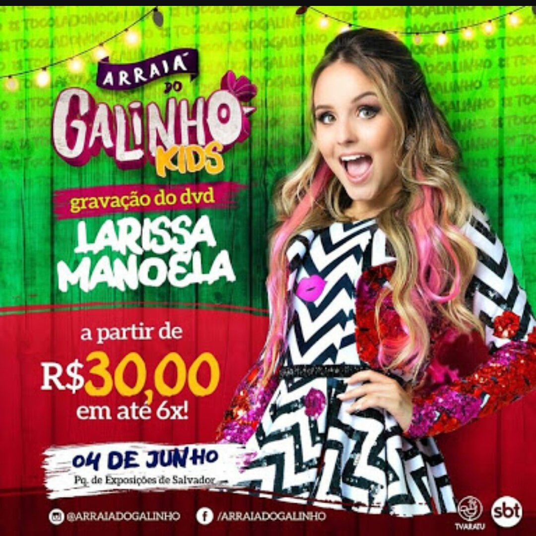 unicornrayBTSLM's tweet photo. Quem vai pro show do GALINHO KIDS DA LARISSA MANOELA DIVAH eu vou quem vai curte compartilha e responde ♡ https://t.co/4d0L8JeFO3