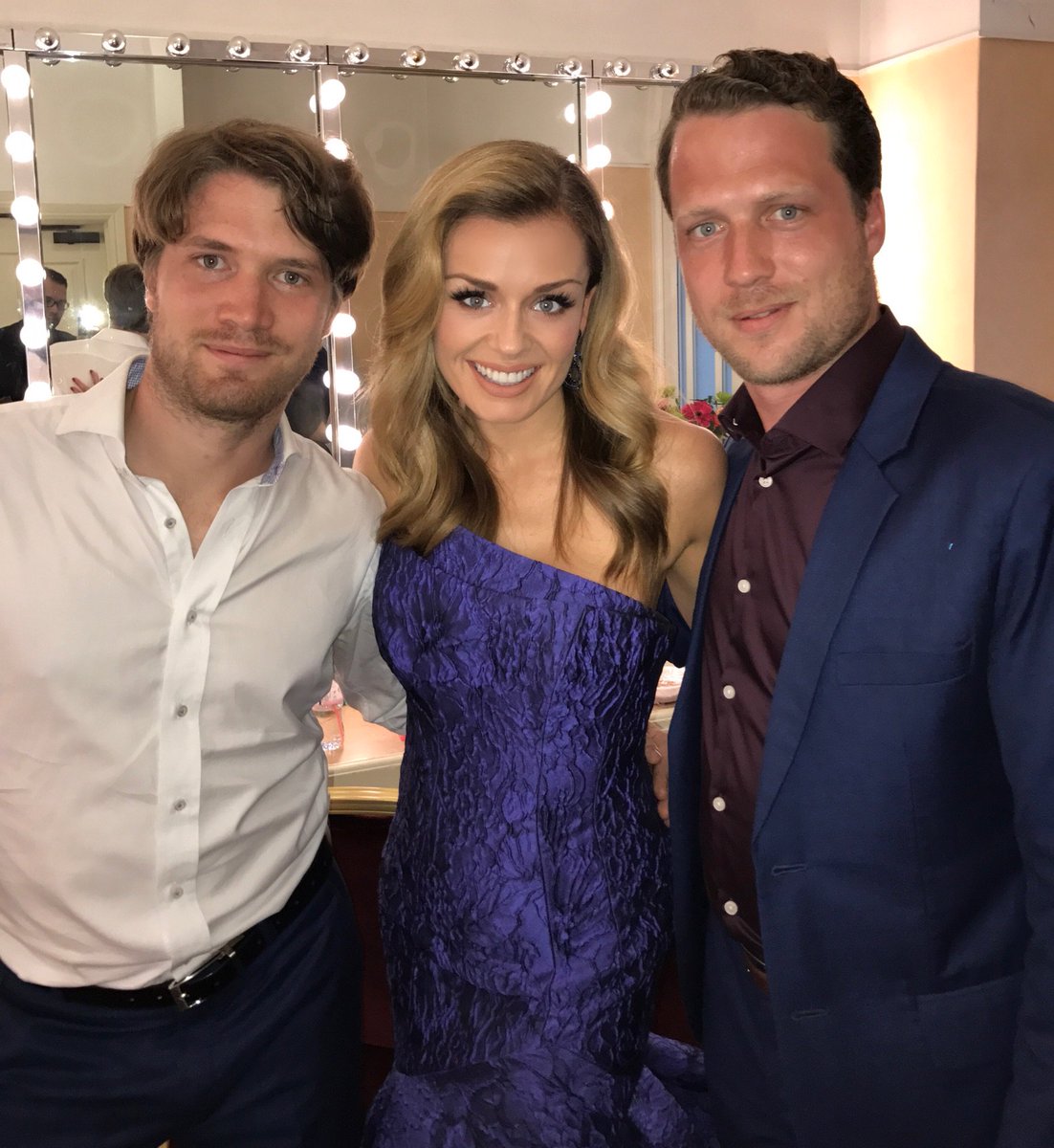 KathJenkins's tweet photo. A little backstage interval pic with my special guests #VladimirAndAnton - lovely to be back on the Isle of Man 🇮🇲 https://t.co/OTtVUB4NgW