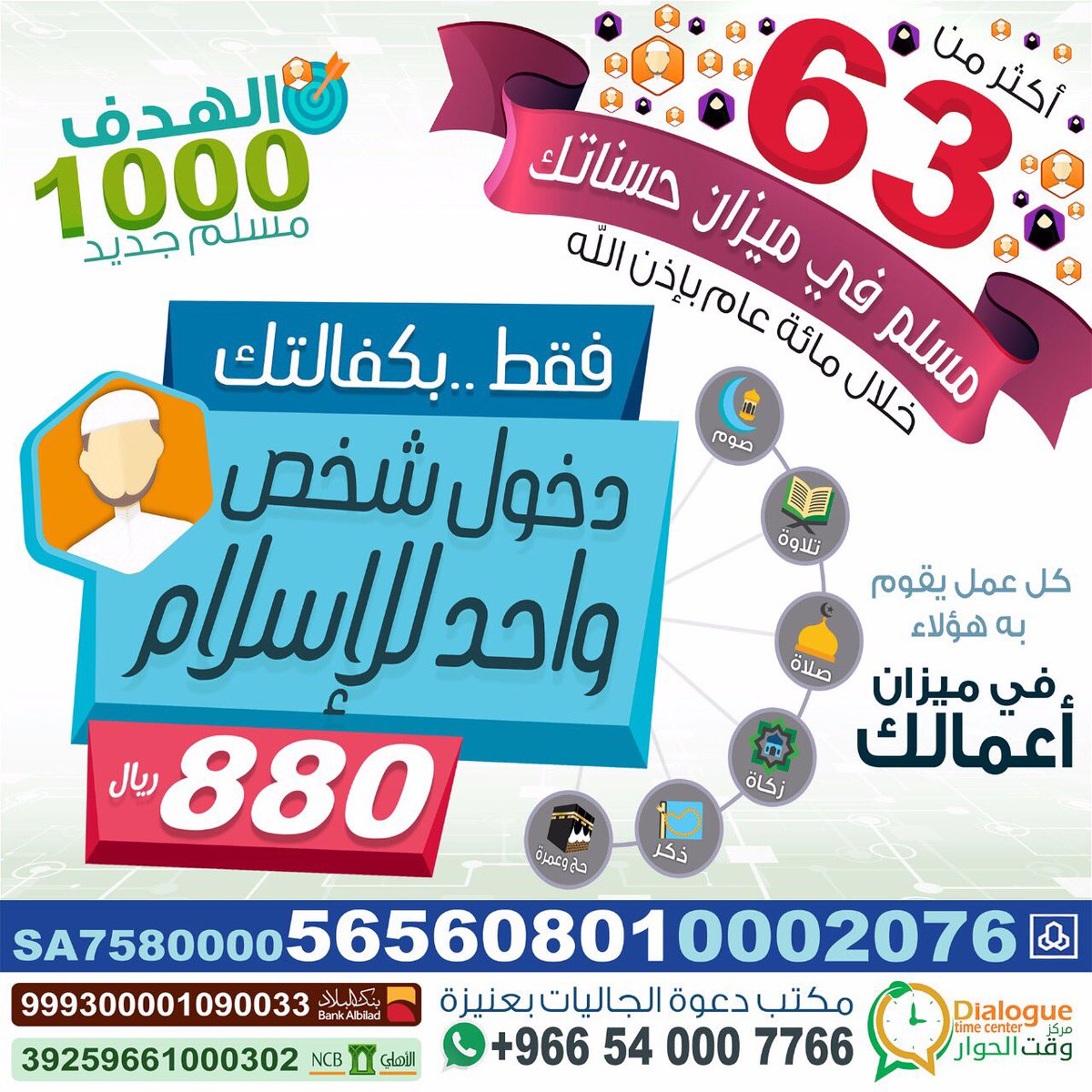 👍 هنيئاً لكم أجر صيام وصلاة 1019مسلم جديد من 56 دولة حول العالم كُنتُم السبب بعد الله في إسلامهم ،عن طريق دعم مركزكم مركز وقت الحوار