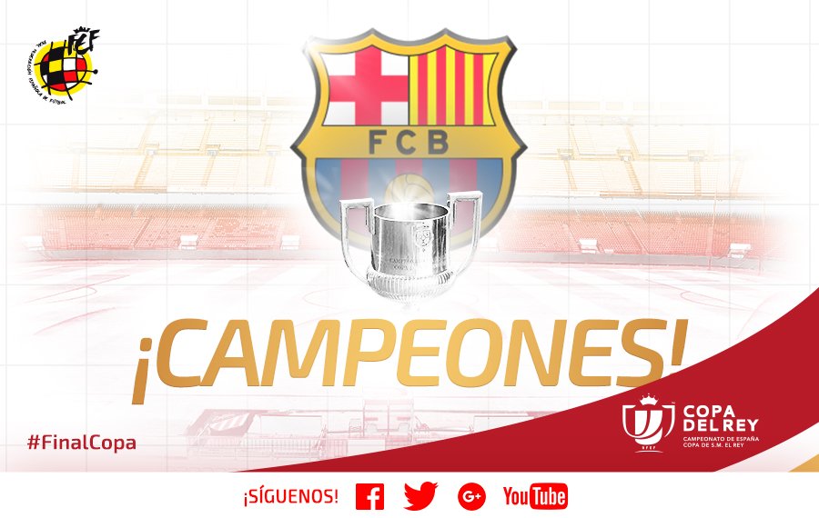 rfef's tweet photo. ¡El @FCBarcelona_es VENCE en la #FinalCopa y ya suma 29 Copas de SM El Rey! ¡ENHORABUENA! https://t.co/UF3CFlVogc