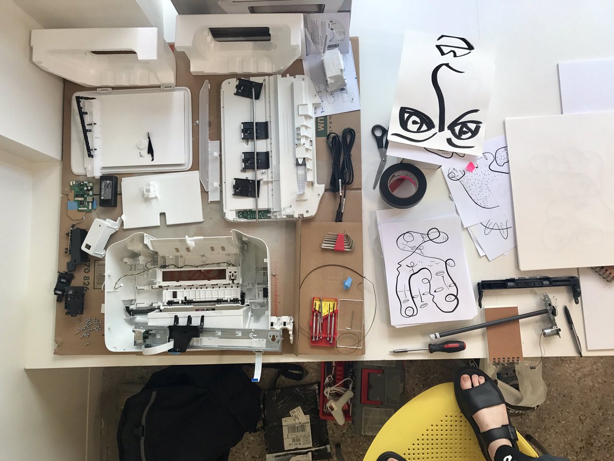 one printer gives its life for another! 

at <a href="/galleryopen/">OPEN</a> this afternoon working on an exciting new addition to #MindtheMachine..stay tuned!