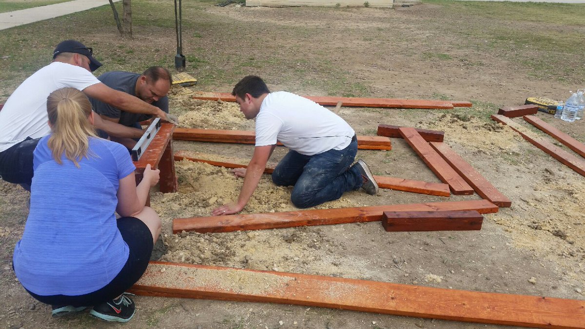 NISDHoffmann's tweet photo. Phase 1 of the Memorial Garden funded by a grant from the Mayor's Fitness Council is complete! #HoffmannStrong https://t.co/vFr6Yvp3Lm