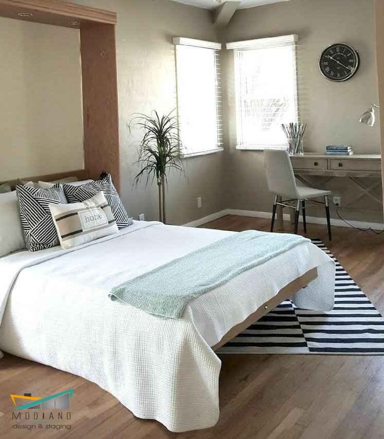 ModianoDesign's tweet photo. When #StagedByModiano, even an old fashioned Murphy bed becomes both functional AND stylish! #HomeStaging https://t.co/t5qlE6awcg
