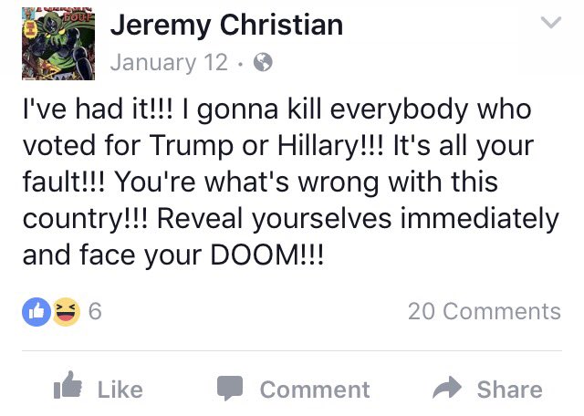 Portland killer Jeremy Christian a Bernie Sanders voters - Antifa