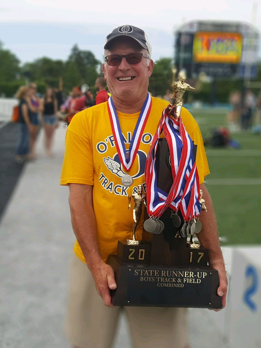 othsboystrack's tweet photo. 37 years coaching track and field and Ron Koch finally gets a big team trophy in his last chance. Happy Retirement Coach Koch https://t.co/d9sowYUDVg