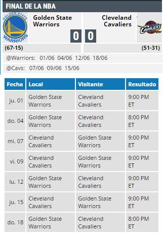 hispanosnba's tweet photo. Calendario completo de las Finales 2017 de la #NBA   https://t.co/FXhOOQBfIW https://t.co/2nVhTNZjUj