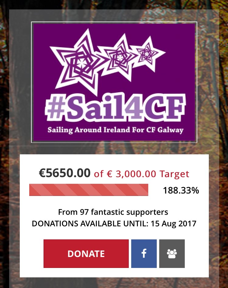 Saibh200's tweet photo. Gosh! This is amazing! So much money raised by @Sail4CF for @CFGalway in memory of my best friend Eva! 💜 #Sail4CF #galway #cflivesmatter https://t.co/jvXXpiDyM9