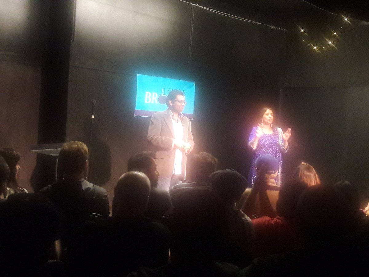 Rebelpants's tweet photo. .@SameenaMustafa  &amp; @TheDailyPrateek  opening the final @simmer_brown #SimmerBrown https://t.co/2aSzbbum82