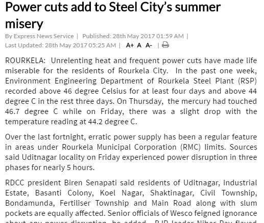 BBSRBuzz's tweet photo. With temperature around 46C, powercuts add to misery of steel city of #Rourkela #Odisha 
https://t.co/pdJixePkzq https://t.co/hB6mzU3uFz