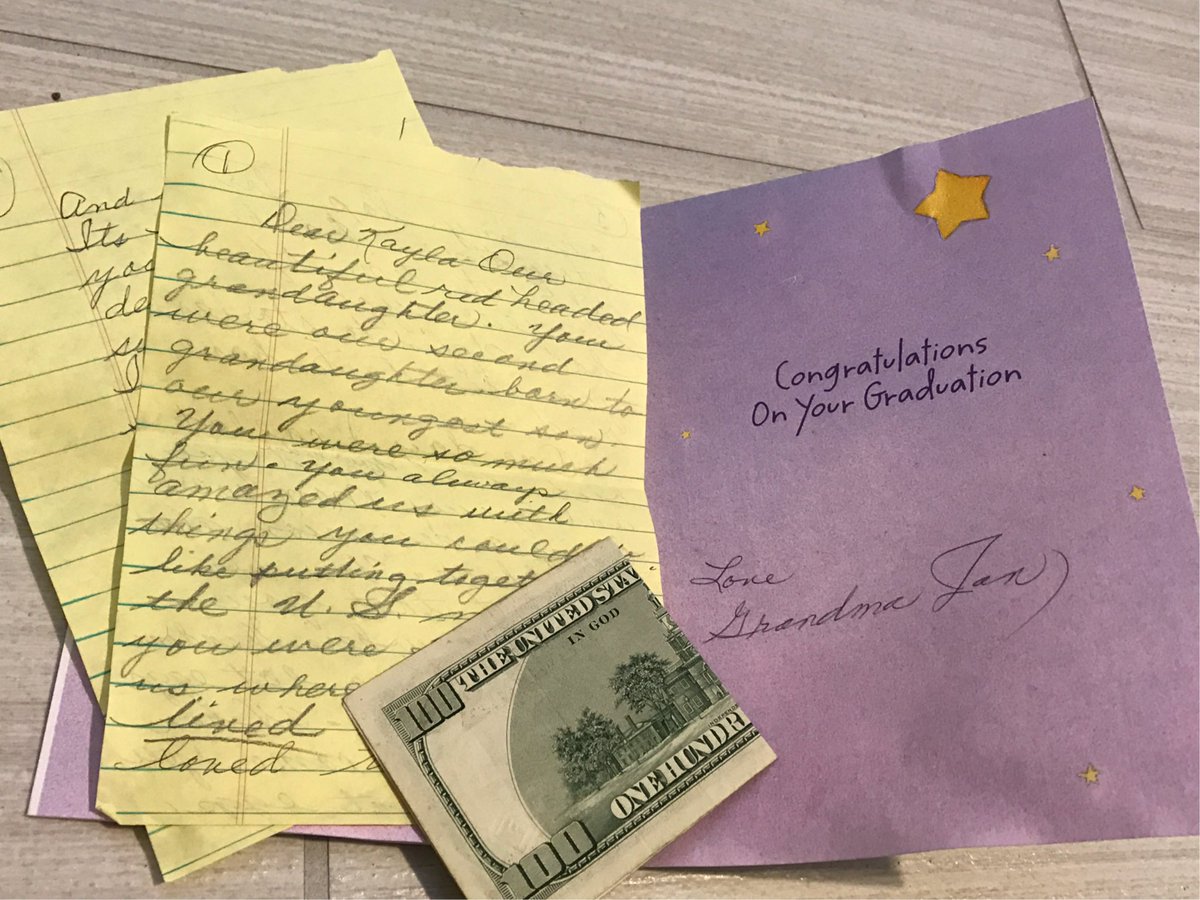 buckee8's tweet image. my gradnma died when i was 4, but before she passed she wrote me a graduation letter &amp;amp; left a gift. i just got to open it after 14 years❤😢