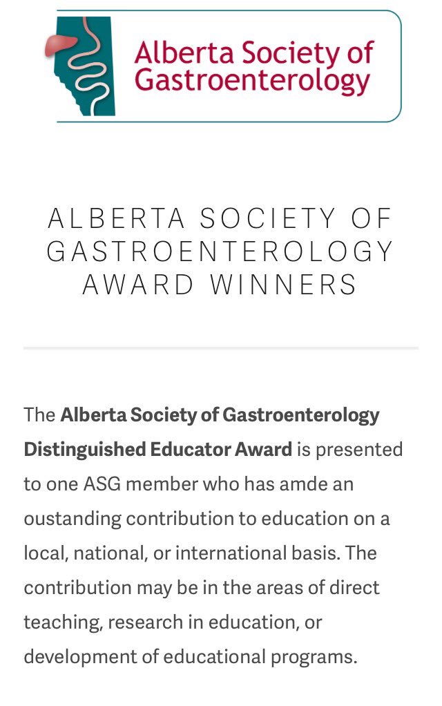 kwburak's tweet photo. Very honoured to have been awarded the Alberta Society of Gastroenterology Distinguished Educator Award at #ADDS2017. Thank you, Thank you! https://t.co/Y2IZV5LWSK