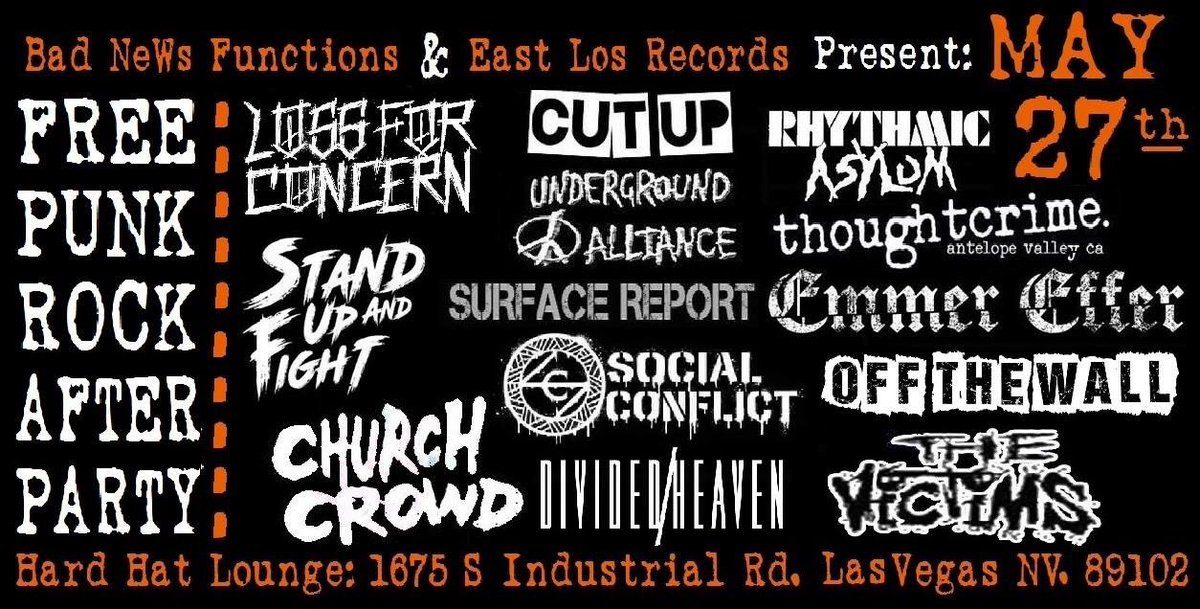Hey #lasvegas #punkrockbowling , we're playing a FREE show tonight at the Hard Hat Lounge 10pm #punksinvegas