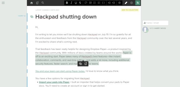 techsqrd's tweet image. #Dropbox is killing #Hackpad on July 19 and moving ... - #Apps #Business #Cloud #Dropbox_Paper #Notetaking_Apps - techsqrd.com/2017/04/25/dro…