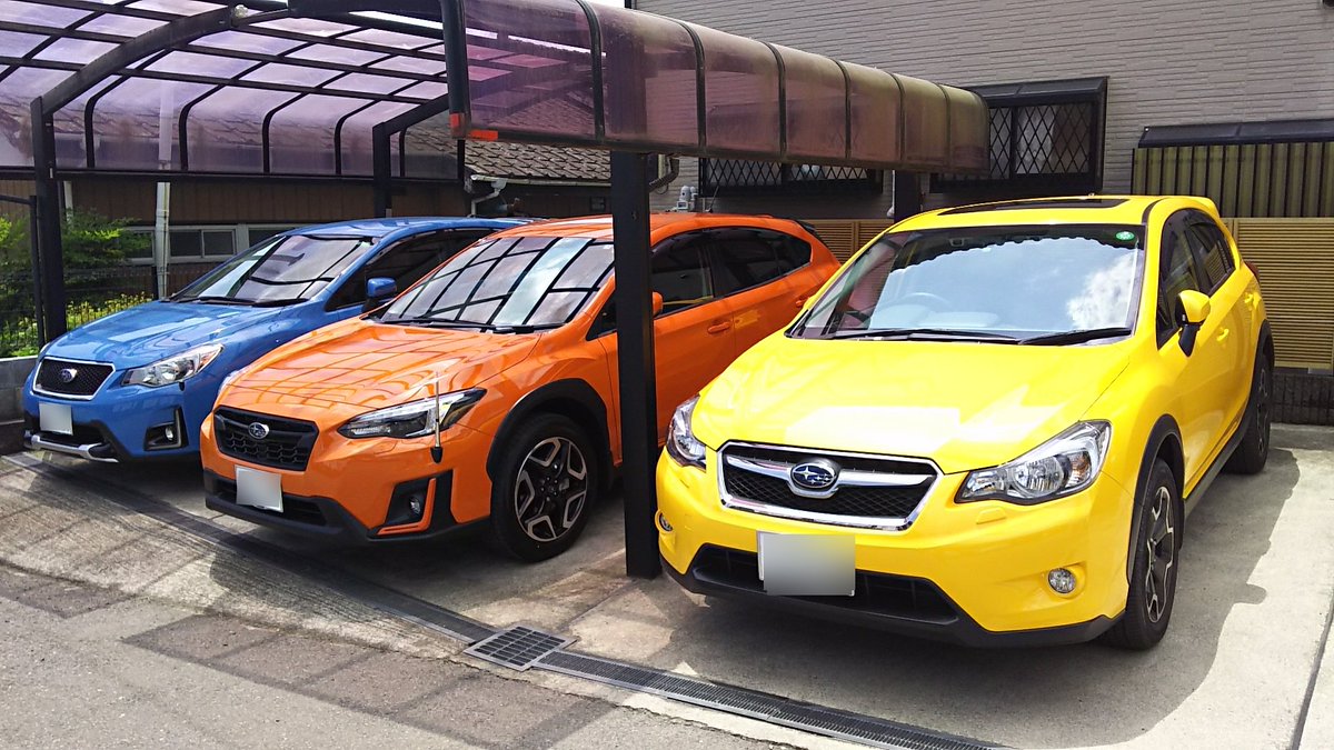 かんな 本日 新型xvがお家にきたよ 15年ハイパーブルーxv 17年サンライズオレンジxv 14年 限定色サンライズイエローxv Subaru Xv