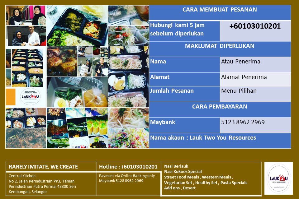 Lauk 2 U در توییتر Free Delivery To Bangi Kajang Sg Besi Seri Kembangan Serdang Cheras Selatan Husseib Onn Alam Damai Tun Razak Cheras Klcc Lain 50sen Perkm Https T Co Cziokjez0o
