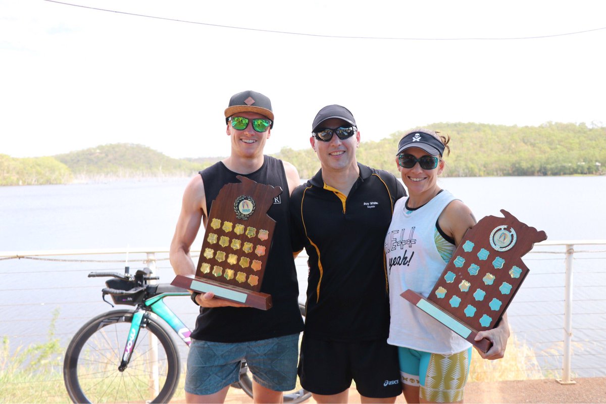 darwintriclub's tweet photo. Congrats 2017 #NTStandardDistance #Triathlon Champions Luke Fronsko &amp; @Jacsgreendream here with event supporter Korgan Hucent
📷 @topendR https://t.co/Yxo8ynIOQu