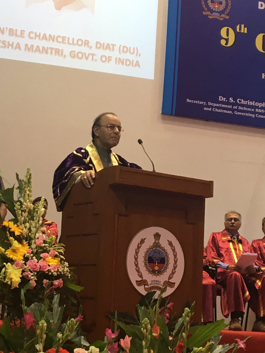 arunjaitley's tweet photo. Addressing the 9th Convocation of the Defence Institute of Advanced Technology, Pune, May 28, 2017 https://t.co/qIzPSjQAkl