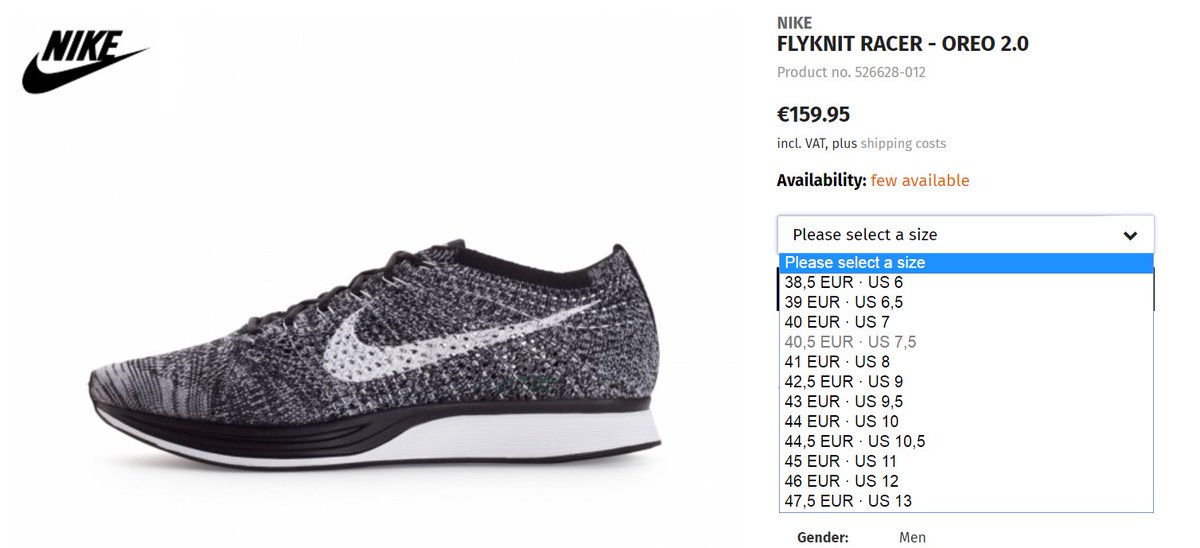 nike flyknit racer 38
