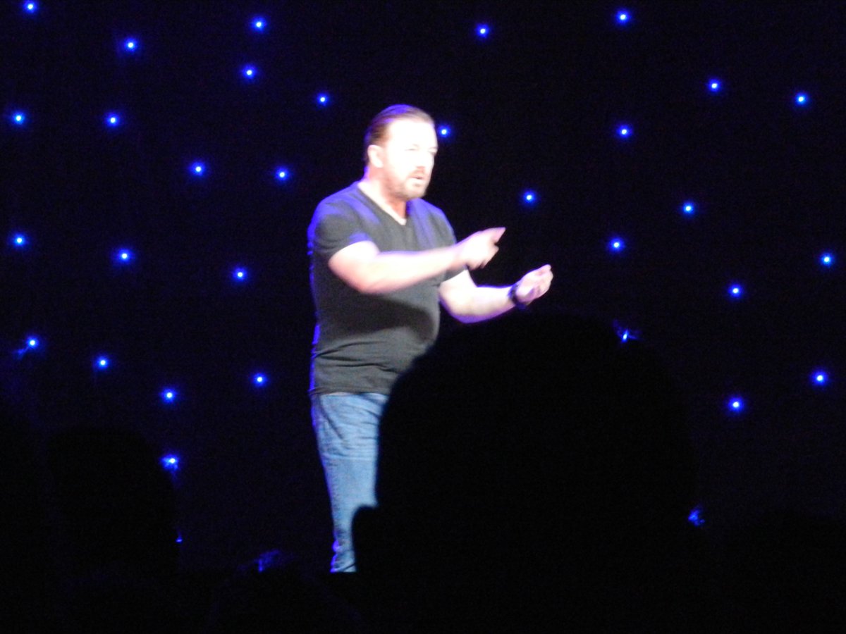 Saw <a href="/rickygervais/">Ricky Gervais</a> live &amp; laughed so hard my stomach hurt! #Humanity is his best show to date, it's hilarious &amp; he gives no fucks. Brilliant!