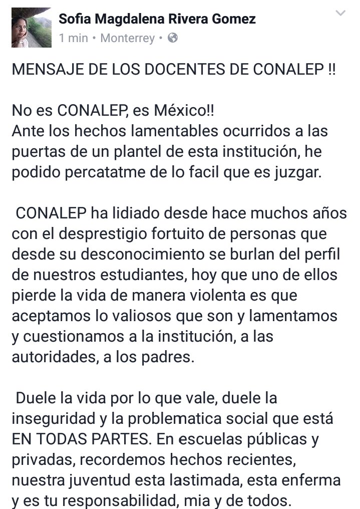 sofiacv20091's tweet photo. MENSAJE DOCENTES CONALEP N.L. https://t.co/sRAoAtJxhu