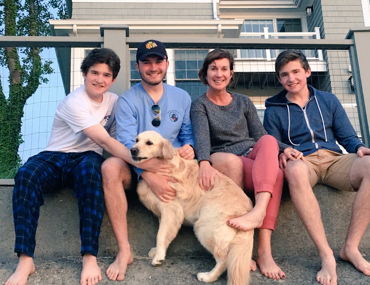 Lynde's tweet photo. It was harder than it looks to get up to this ledge! #SunsetViewing #OnlyFellOnce #MemorialDayWeekend #LoveTheseBoys https://t.co/wbs9AHhMWC