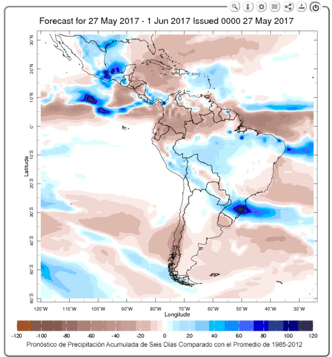 cmc_luz's tweet photo. #Reportedominical Lluvias en próximos días. Bajo la normal del mes en marrón; azul: sobre la normal. https://t.co/fUpUAQ86Ci https://t.co/1kcP2hdR1H