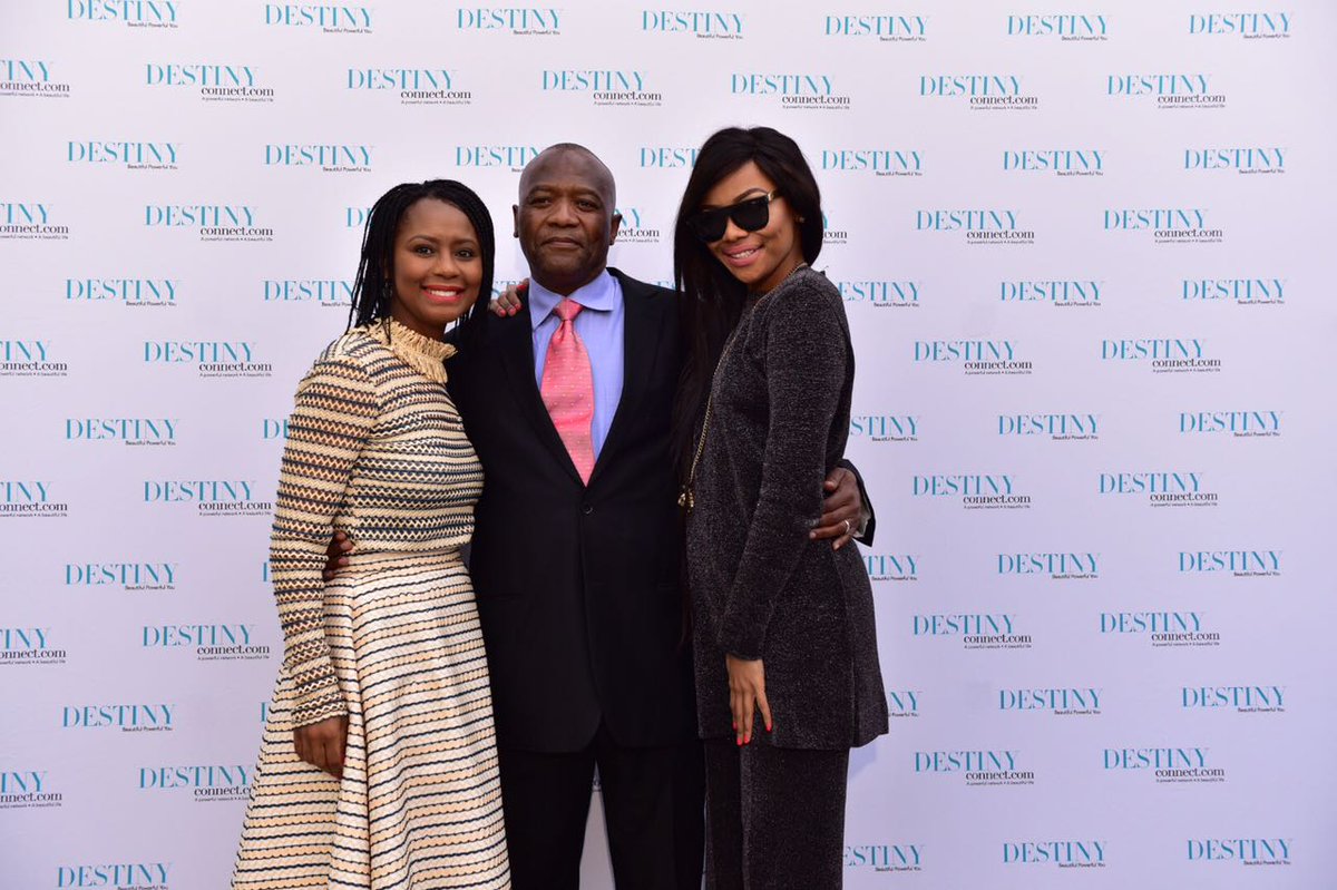 DestinyConnect's tweet photo. Ndalo's @KhanyiDhlomo with the guests of honour @bonang_m and Queen B's dad Professor Andrew Gampi Matheba.
#DestinyJuneIssue https://t.co/lYaqgk4BhK