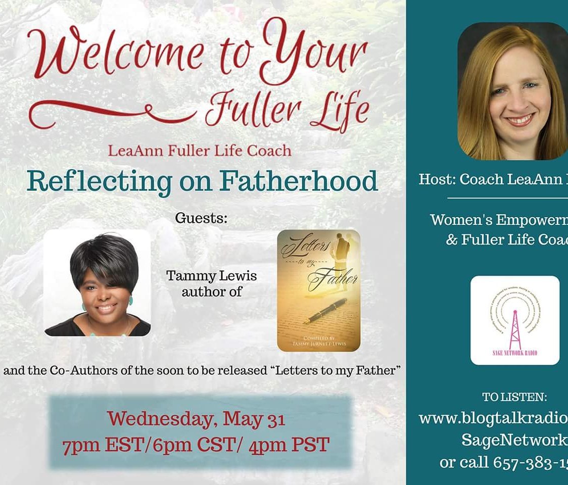 FullerLifeCoach's tweet photo. Join us Wednesday 7pm EST https://t.co/VXWN66WD7R @IamTammyLewis #FullerLife #WTYFL #letterstomyfather #fatherhood https://t.co/MO7bXjpFPT