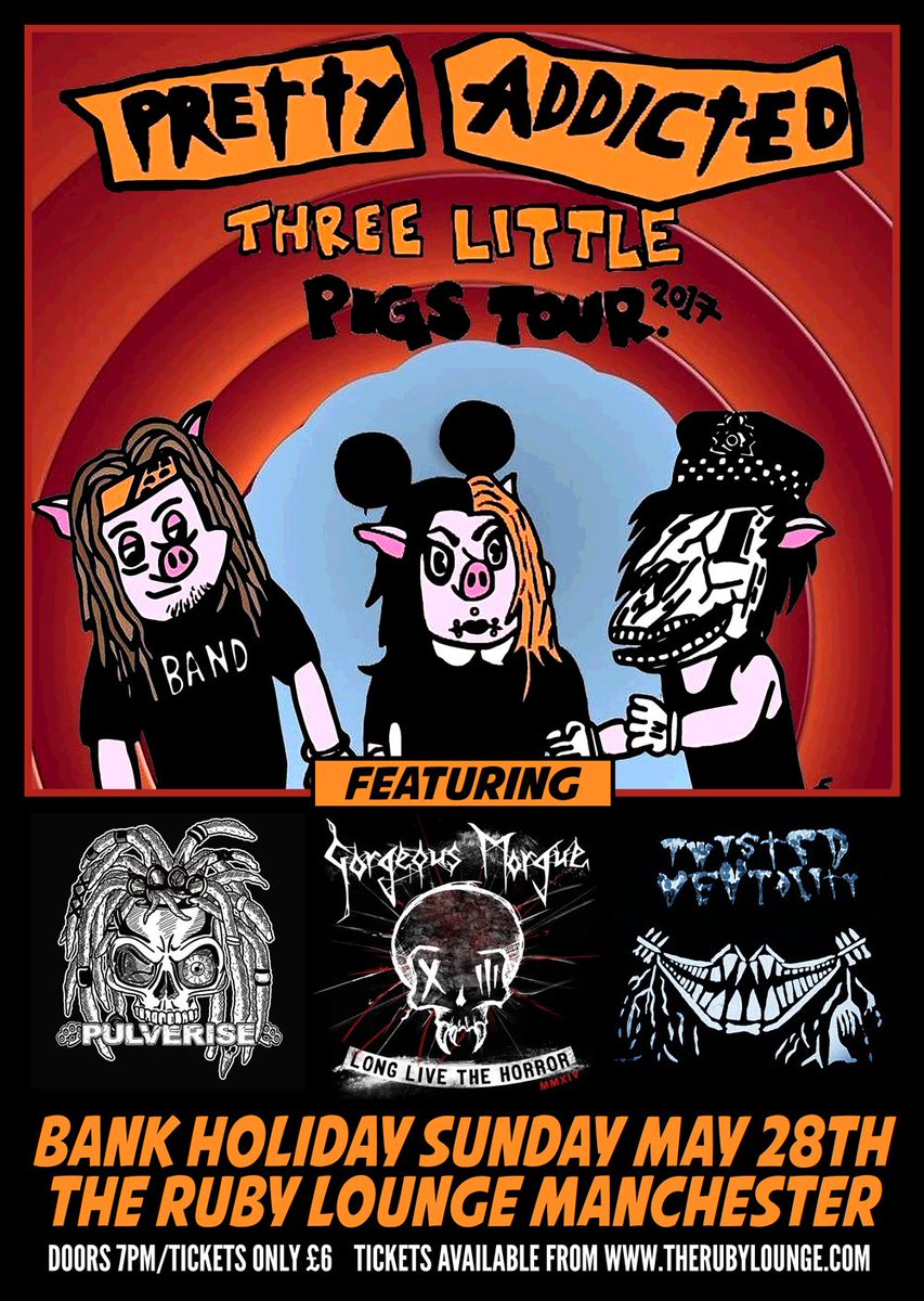 TheRubyLounge's tweet image. TONIGHT &amp;gt;&amp;gt;

@Pretty_Addicted #prettyaddicted 
@GorgeousMorgue #gorgeousmorgue
@PulveriseUK
#pulverise

Tickets : goo.gl/ppIagh