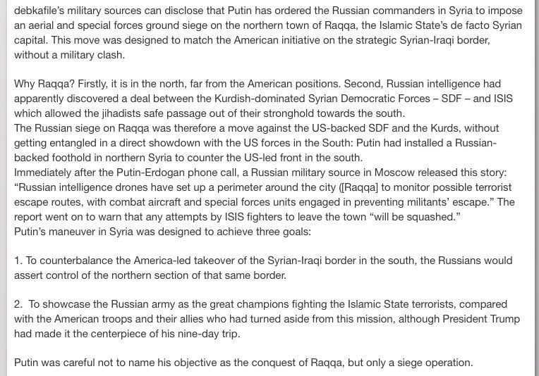 metesohtaoglu's tweet photo. " #Putin has ordered Russian Army in #Syria to impose an aerial&special forces ground siege on northern town of #Raqqa "
Via #DEBKAfile
📸 https://t.co/m2JOHOrG0I