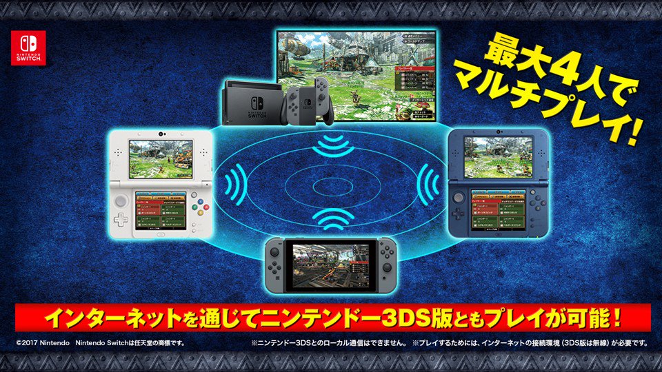 モンハン部 A Twitter Mhxx 最大4人でのマルチプレイ インターネット通信プレイでは ニンテンドー3ds版 とプレイ可能 セーブデータの相互移行も可能やmhxからの引継ぎも 詳細は映像をチェック T Co 2kd1bdlrbz Mhxx Nintendoswitch T Co