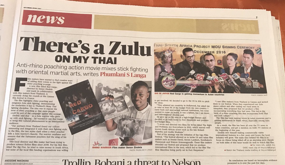FilmInKZN's tweet photo. "Our partners from Thailand found our culture interesting & integrated it with their own fighting style" Zenzo Zindela #RedCargo https://t.co/0Lc2jW7N6f