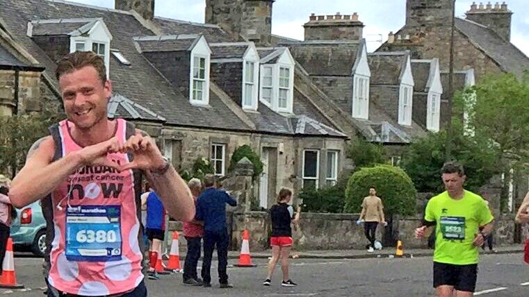BCCare's tweet image. Reciprocating the #TeamNow cheer point love at #EMF2017! Thanks Jordan. Nearly there now! #EdinburghMarathon