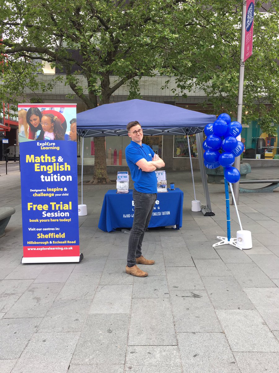 Sam is looking proud of our stand in #BarkersPool #Sheffield. Come and find out about becoming a fearless learner! @exploretutors