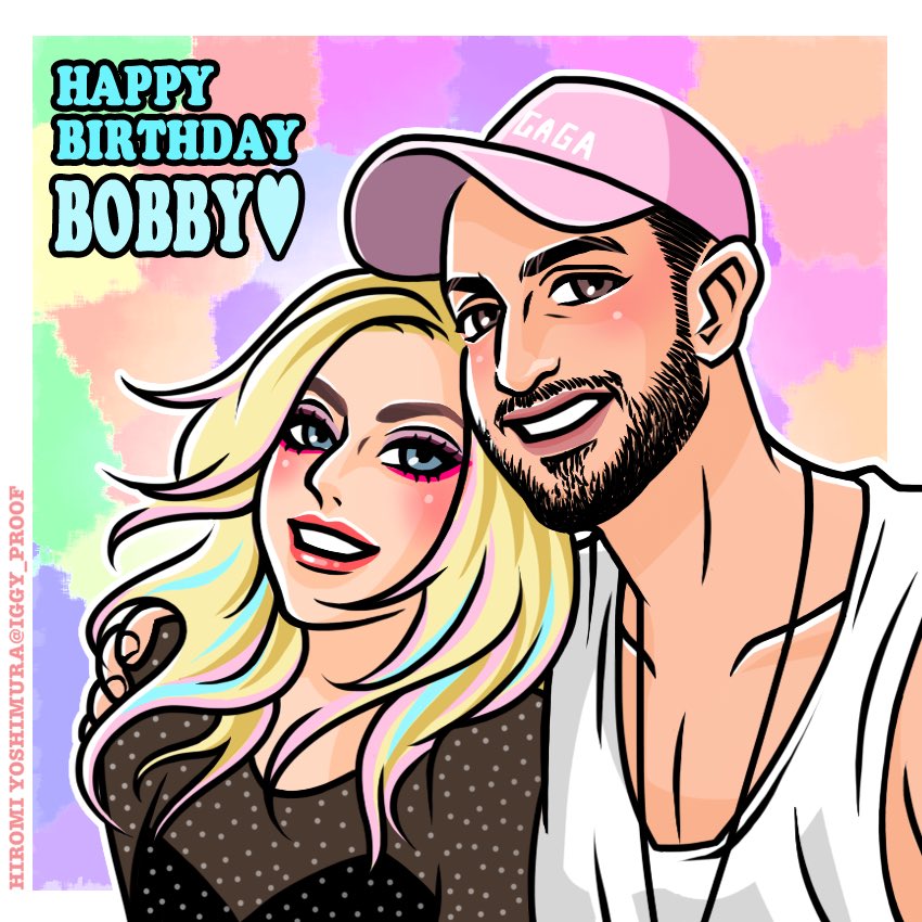 Iggy_proof's tweet image. [Drawing] Happy Birthday to Gaga's bestest best manager Bobby Campbell💖💖 I wish you every happiness! With love🎉💝🎁🎂🎈