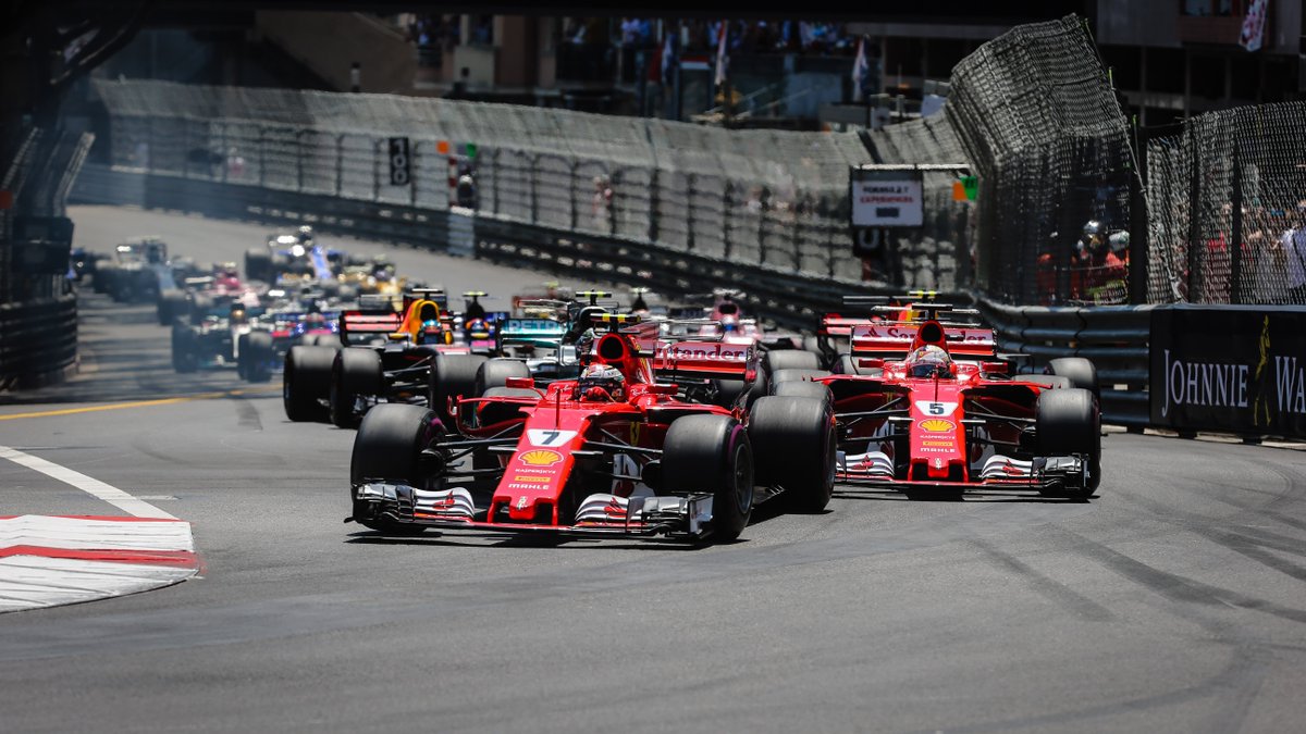 F1's tweet image. "Lights out and away we go..." watch #MonacoGP #F1 highlights &amp;gt;&amp;gt; youtu.be/MzQ8CzXRO8A
