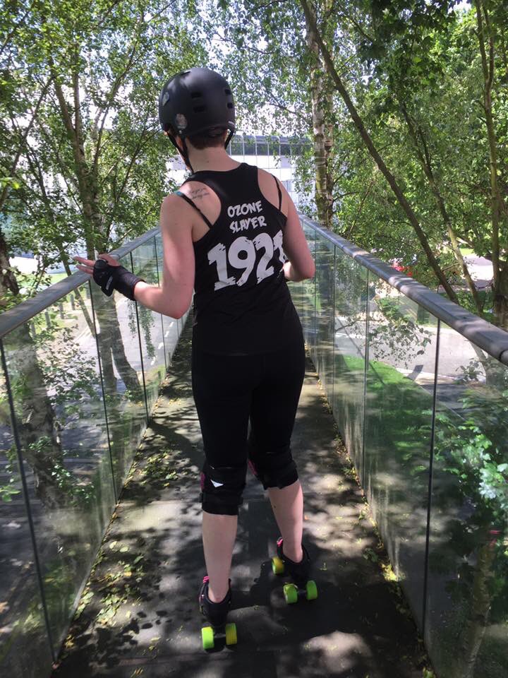 3oeJones's tweet photo. Had a lovely skate around the @uniofeastanglia lake yesterday as you can tell my my ridiculous facial expression #rollerderby #OzoneSlayer https://t.co/VfcmvHGh4B