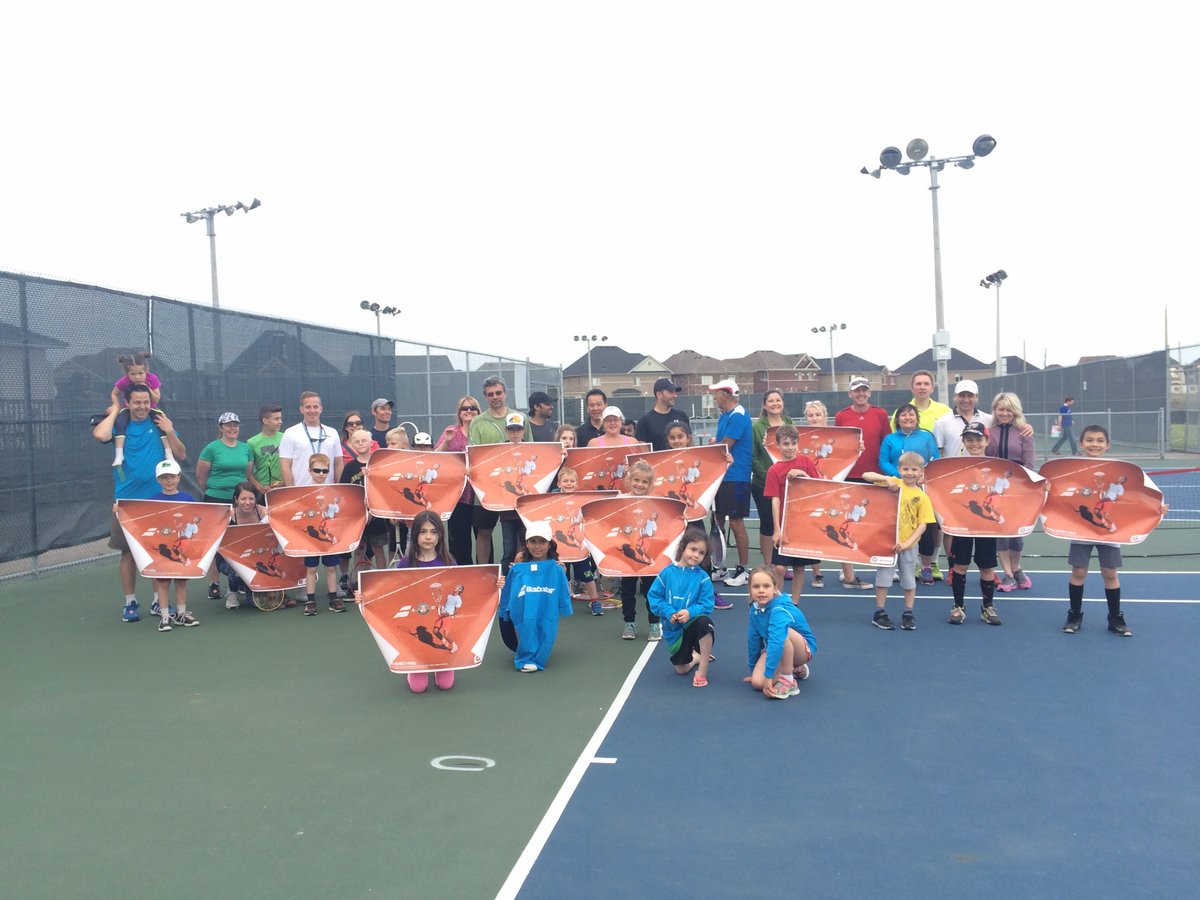 HHTennisClub's tweet photo. Ready for @rolandgarros to start! Thanks @BabolatCanada for the gear and @RafaelNadal posters! #familynight https://t.co/ZgqGDAgRv5