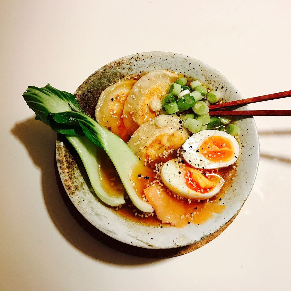 TapcastFoodie's tweet photo. Miso ramen with dumplings #yum #foodie #delicious https://t.co/eLnCB5YyYi