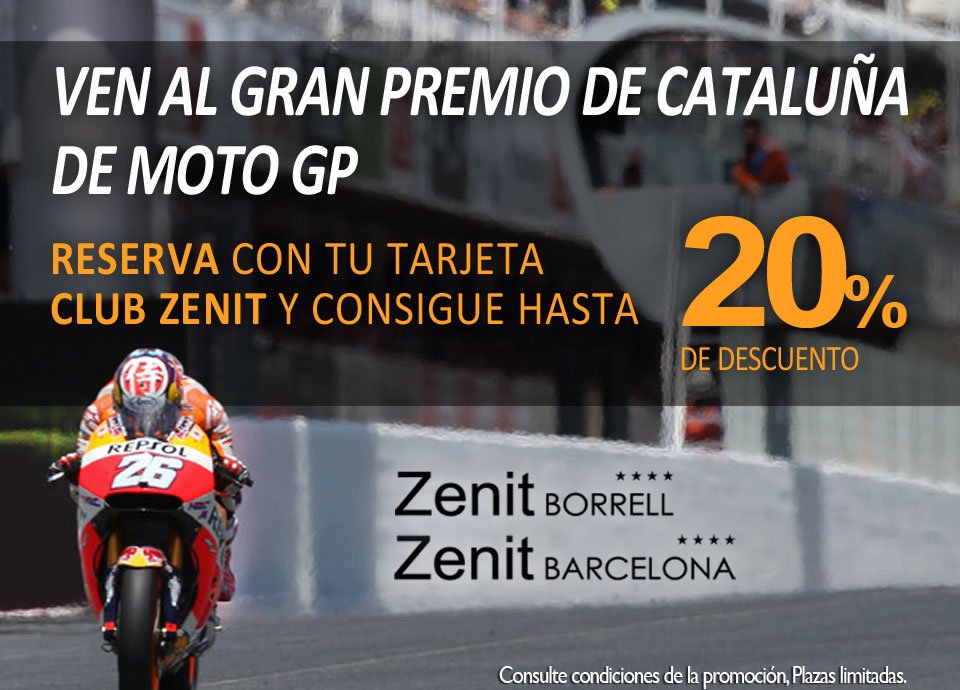 zenithoteles's tweet photo. Haz tu reserva en #Barcelona para el Gran Premio de #MotoGP con tu descuento de #ClubZenit Últimas habitaciones https://t.co/18OEKW4J6G https://t.co/dC2wzzc0hN