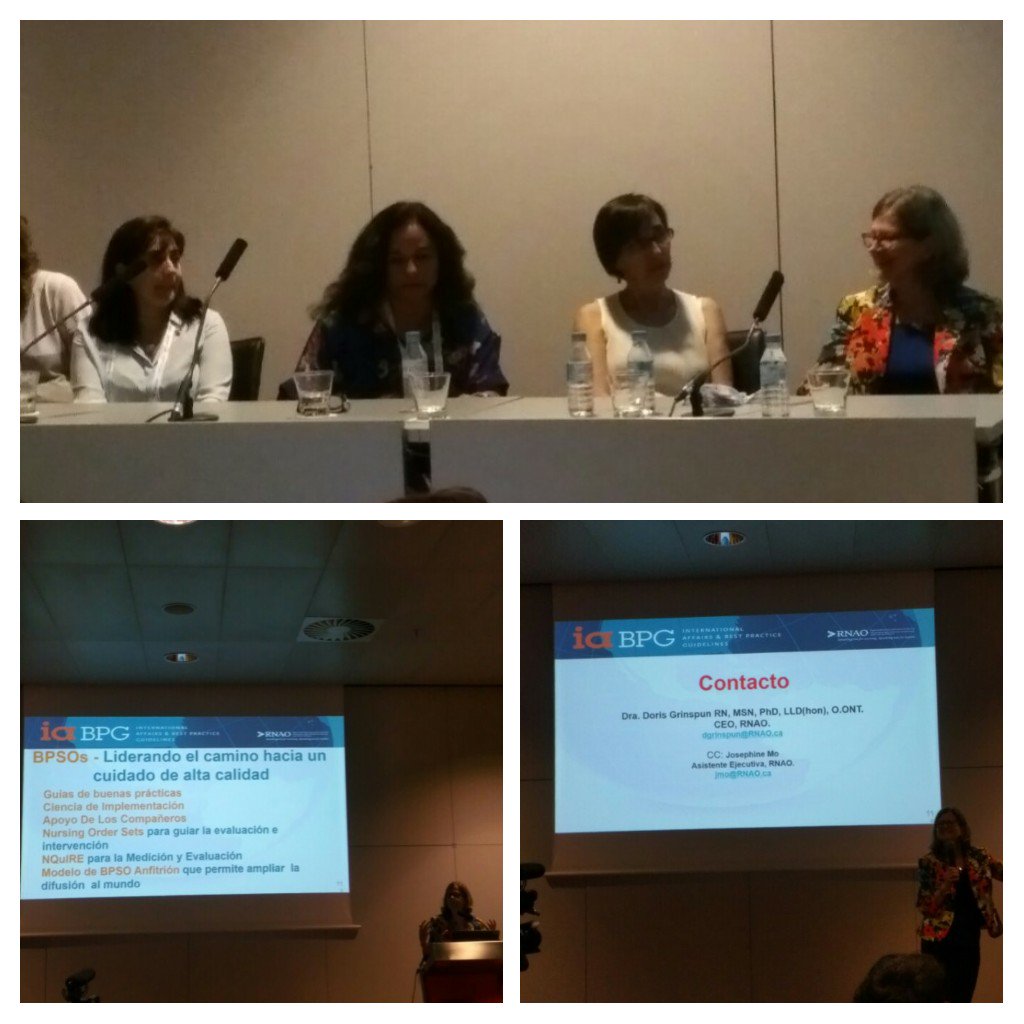 #icn2017 <a href="/DorisGrinspun/">Dr. Doris Grinspun 🇨🇦 RN, PhD, FAAN, O.ONT</a> <a href="/RNAO/">RNAO</a>  Phenomenal BPSO Symposium with BPSO Leaders from Spain, Columbia and Chile! BPGs improving care &amp;  outcomes!